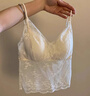 婷美法式蕾絲帶胸墊吊帶背心女毛衣內搭打底美背文胸一體外穿上衣抹胸 曬單實(shí)拍圖