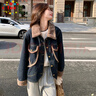 CTOX復古羊羔毛棉衣外套女2025冬新款韓版時(shí)髦小個(gè)子加絨加厚牛仔棉服 牛仔 S 100斤以?xún)?曬單實(shí)拍圖