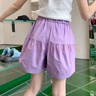 2025女童潮流短褲外穿薄紫色休閑夏裝中大童夏季薄款兒童休閑中褲 紫色 150 曬單實(shí)拍圖