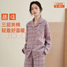 頂瓜瓜頂呱呱睡衣女秋加厚空氣層夾棉可外穿情侶家居服套裝女輕影紫160 曬單實(shí)拍圖