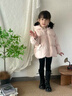 班喜迪女童羽絨服秋冬款2025新款兒童公主外套寶寶洋氣冬季保暖衣服童裝 粉色 100 充絨量：69g 曬單實(shí)拍圖