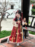 安妮優(yōu)兒（Anneyol）漢服女童秋冬季2025新款古裝連衣裙加絨兒童國風(fēng)唐裝女孩古風(fēng)裙子 紅色加絨裙子 110 曬單實(shí)拍圖