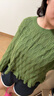 闊色（kuose）綠色鏤空長(cháng)袖針織衫喇叭袖上衣短款毛衣2025秋季穿搭新款女裝 綠色 L 曬單實(shí)拍圖