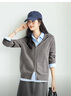 伊芙麗（eifini）蔣欣代言無(wú)縫成型氣質(zhì)連帽拉鏈通勤羊毛針織開(kāi)衫女秋裝新款上衣 灰色 M 110-125斤 曬單實(shí)拍圖