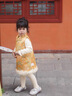 班喜迪女童連衣裙冬裝寶寶公主裙套裝周歲禮服兒童國風(fēng)旗袍裙拜年服秋冬 黃色 90 曬單實(shí)拍圖
