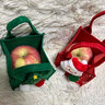 曇蓓漫圣誕節蘋(píng)果袋平安果包裝禮盒平安夜禮物兒童圣禮品袋誕老人糖果袋 圣誕節禮物袋【紅色+綠色】2個(gè)裝 【約10*10cm】大容量 加厚毛氈 曬單實(shí)拍圖