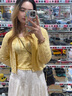 闊色紫色鏤空背心吊帶外搭針織開(kāi)衫外套女25新款秋季穿搭兩件套裝 黃色針織衫8012 L 曬單實(shí)拍圖