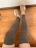 貓人大碼孕婦護膝襪套女士秋冬季加肥粗腿胖mm200斤羊毛過(guò)膝長(cháng)筒腿套 淺咖 【保暖護膝 羊毛柔軟顯瘦】 XL 【真大碼】拉伸后約60cm 曬單實(shí)拍圖