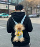 智宙狗狗外出便攜包貓咪背帶胸前包泰迪外出包布偶寵物專(zhuān)用比熊背包 外出雙肩背包【藍黃】 L碼（56*28） 曬單實(shí)拍圖