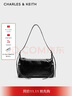 CHARLES&KEITH柔軟拉鏈單肩腋下包機車(chē)包包女包生日禮物新年禮物CK2-40782413 Noir黑色 M 曬單實(shí)拍圖