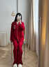 黛姿馨睡衣結婚新婚情侶套裝春秋款萊卡棉長(cháng)袖喜慶婚慶本命年酒紅家居服 MC25039情侶套裝一對 M 女+男L 曬單實(shí)拍圖