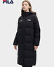 FILA 斐護科技|斐樂(lè )女裝長(cháng)款羽絨服冬季休閑簡(jiǎn)約連帽保暖羽絨外套 正黑色-BK 175/92A/XL 曬單實(shí)拍圖