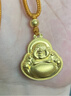 夢(mèng)金園【女神節禮物】黃金吊墜古法彌勒佛金珠足金編繩項鏈 金色編繩-約5.68g 曬單實(shí)拍圖
