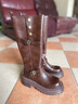 卓詩(shī)尼2026秋季新款高筒騎士靴女英倫風(fēng)皮帶扣顯瘦廢土風(fēng)一鞋兩穿 棕色【常規四季款】 38 曬單實(shí)拍圖