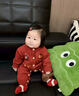 G.duck新生嬰兒衣服開(kāi)春外出服男寶寶春裝針織連體衣嬰幼兒毛衣嬰童哈衣 紅色寶寶單層爬服 66cm (建議5-14斤) 曬單實(shí)拍圖