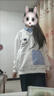 魯雅爾日系學(xué)院風(fēng)可愛(ài)貓咪刺繡衛衣女秋冬季新款加絨設計假兩件上衣外套 白色 常規 L 曬單實(shí)拍圖