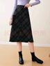 百圖betu女裝秋冬新款半身裙時(shí)髦復古格高腰毛呢半身裙女2310T79 黑色 S 曬單實(shí)拍圖