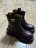 紅青蜓羊皮毛一體雪地靴女冬季新款復古加絨加厚馬丁靴厚底短靴 棕色升級款 37 曬單實(shí)拍圖