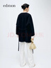 edition毛呢外套女春新款新中式設(shè)計(jì)感開袖羊毛雙面呢大衣東方簡(jiǎn)奢風(fēng) 黑色 S 160 曬單實(shí)拍圖