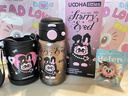UOOHA悠飲雙飲純鈦杯兒童保溫杯吸管杯水杯子女生高顏值生日禮物 萌幻星兔-黑色500ml 曬單實(shí)拍圖