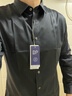 200支四股DP成衣免燙男士長(cháng)袖襯衫高檔純棉商務(wù)職業(yè)抗皺襯衣批發(fā) 黑色 平紋 8200-8 42 曬單實(shí)拍圖