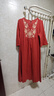 御芃高端輕奢秋新款中國風(fēng)文藝復古刺繡棉麻民族風(fēng)寬松 七分袖V領(lǐng)連衣 紅色 原版質(zhì)量 XL 曬單實(shí)拍圖