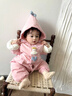 班喜迪嬰兒衣服冬裝嬰幼兒連體衣加絨寶寶哈衣爬服夾棉公主外出服秋冬季 粉色 73cm 曬單實(shí)拍圖