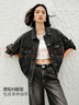 太平鳥(niǎo)女裝外套丹寧牛仔外套通勤百搭落肩袖短款上衣 灰色 S 曬單實(shí)拍圖