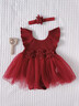 哈羅小黃鴨HAL.DUCK嬰兒蓬蓬裙夏季百日宴紅色紗裙周歲女寶寶禮服公主裙 酒紅色 66 cm 曬單實(shí)拍圖