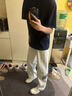 燦圖美式復古三條杠運動(dòng)休閑褲男秋冬季潮牌寬松微喇衛褲高街彎刀褲子 白灰色【常規款】 XL 曬單實(shí)拍圖