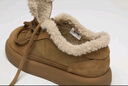 ZHR勃肯鞋女冬季短毛絨休閑女鞋反絨牛皮百搭棉鞋女 EH278B駝色40 曬單實(shí)拍圖