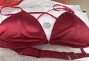 Leonisa緞面桑蠶絲真絲文胸結婚婚禮新娘內衣套裝本命年禮物無(wú)鋼圈 紅色微聚款(套裝) XL 85AB 曬單實(shí)拍圖