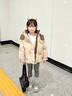 G.DUCKKIDS童裝女童羽絨服冬季白鴨絨兒童外套中大童冬裝加厚印花面包服女孩 灰色 150 建議140-150cm11-12歲cm 曬單實(shí)拍圖