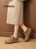 妙麗（Millies）復古真皮勃肯鞋女加絨加厚保暖內增高毛毛鞋東北大棉鞋 駝色 39 曬單實(shí)拍圖