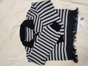 百圖betu女裝春季新款毛針織衫條紋流蘇短款長(cháng)袖毛衫女2401T12 黑色 S 曬單實(shí)拍圖
