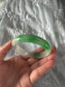 緬甸冰種翡翠手鐲玉手鐲淺綠飄花手鐲飄綠正圈冰糯種玉鐲子女款 57圈口 曬單實(shí)拍圖