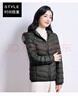 鴨鴨（YAYA）佟麗婭同款輕薄羽絨服女新款秋冬季休閑短款連帽保暖輕便韓版外套 黑色 XL 曬單實(shí)拍圖