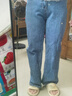betu百圖女裝高腰闊腿褲超顯腿長(cháng)牛仔褲女2202T55 牛仔色 S 曬單實(shí)拍圖