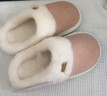樸西冬季新款簡(jiǎn)約毛呢女士保暖居家棉拖鞋室內靜音 淺米灰 38-39 曬單實(shí)拍圖