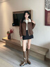 香影【咩咩絨】咖色pu皮衣短外套女2025冬季新款美式復古翻領(lǐng)夾克 咖色 S 155/80A/85-95斤 曬單實(shí)拍圖