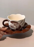 陶徹輕奢高級感陶瓷咖啡杯套裝杯子拉花美式白色咖啡杯歐式馬克杯復古 田園百合咖啡杯碟-棕色 曬單實(shí)拍圖