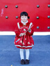 G.duck小黃鴨童裝拜年服女童連衣裙冬季兒童新年衣服女寶寶元旦表演服裝 紅色 90 建議80-90cm1歲半-2歲 曬單實(shí)拍圖