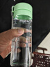 天喜（TIANXI）塑料杯子運動(dòng)水杯男女吸管磨砂隨手杯大容量戶(hù)外學(xué)生帶茶隔提繩 清新綠【透明款】 600ml 曬單實(shí)拍圖