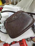 皓娥斜挎包女士多層單肩包中年媽媽包復古百搭手機包時(shí)尚小圓包馬鞍包 深棕色 曬單實(shí)拍圖