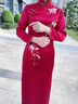 顧眷年喜婆婆宴會(huì )旗袍禮服新款婚宴媽媽裝禮服長(cháng)款大碼改良長(cháng)袖旗袍 曬單實(shí)拍圖