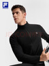 FILA 斐樂(lè )官方男裝針織長(cháng)袖上衣2025冬新款健身運動(dòng)半拉鏈基礎長(cháng)T 深黑-BK L 175/96A/L 曬單實(shí)拍圖