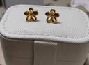 中國黃金（CHINA GOLD）小桃花黃金耳釘女款18k金耳環(huán)耳飾情人節生日禮物送女友老婆愛(ài)人 桃花耳釘+玫瑰禮盒【一對】 曬單實(shí)拍圖