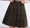 百圖betu女裝冬季新款半身裙高腰毛呢格紋A字百褶裙裙子女2411T68 咖格 S 曬單實(shí)拍圖