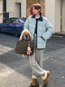 妍莉芬（yanlifen）小香風(fēng)羽絨棉服女裝2025冬季短外套女2025年新復古棉衣羽棉襖絨服 藍色 L 曬單實(shí)拍圖