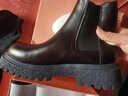百麗踏馬丁靴女秋冬穿2025新款皮鞋韓版復古套腳厚底英倫機車(chē)靴切爾西靴 黑色加棉 二棉大棉 35 曬單實(shí)拍圖
